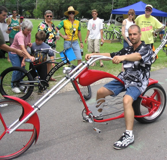 The winner of the Custom award 2003 rides his prize winning custom bicycle