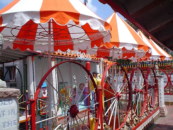 The Orange Show wagon wheels