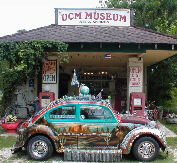 art car in front of UCM Museum
