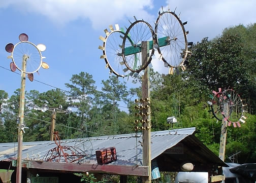 recycled bicyle wheels and parts